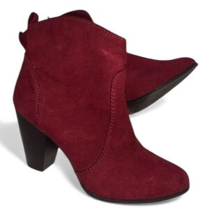 Express Zippered ankle booties in Garnet Red